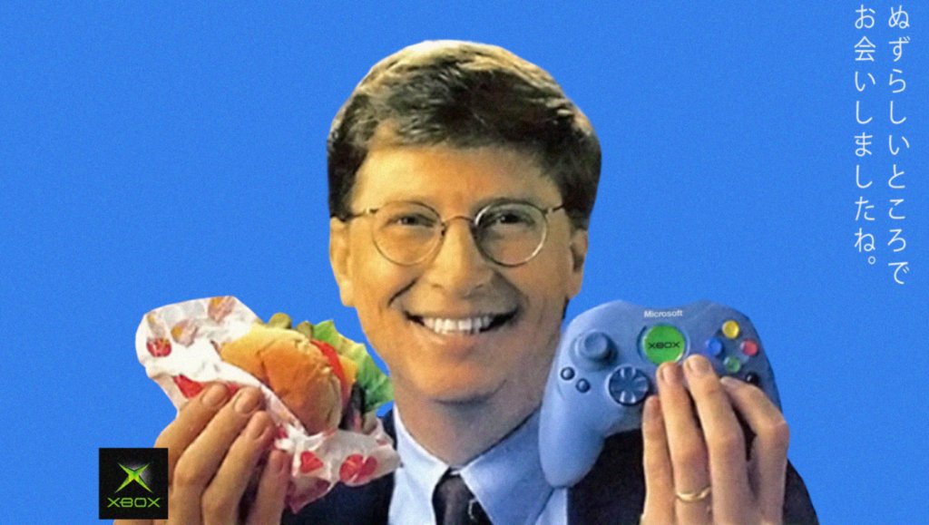 Xbox_Nostalgia's tweet photo. Bill Gates really thought a burger and an Xbox controller was the ultimate 2001 power move. https://t.co/wy1zCin975