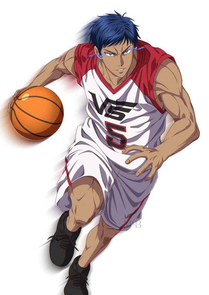 mhb_mine's tweet photo. 初めてVSのユニフォームで青峰くんを描きました！ いつもとは少し違う感じにしたくて、今回は思いきり動きのある絵にしてみました。描き込むのも楽しかったです！🏀

#青峰大輝 https://t.co/HznyAQQVJN