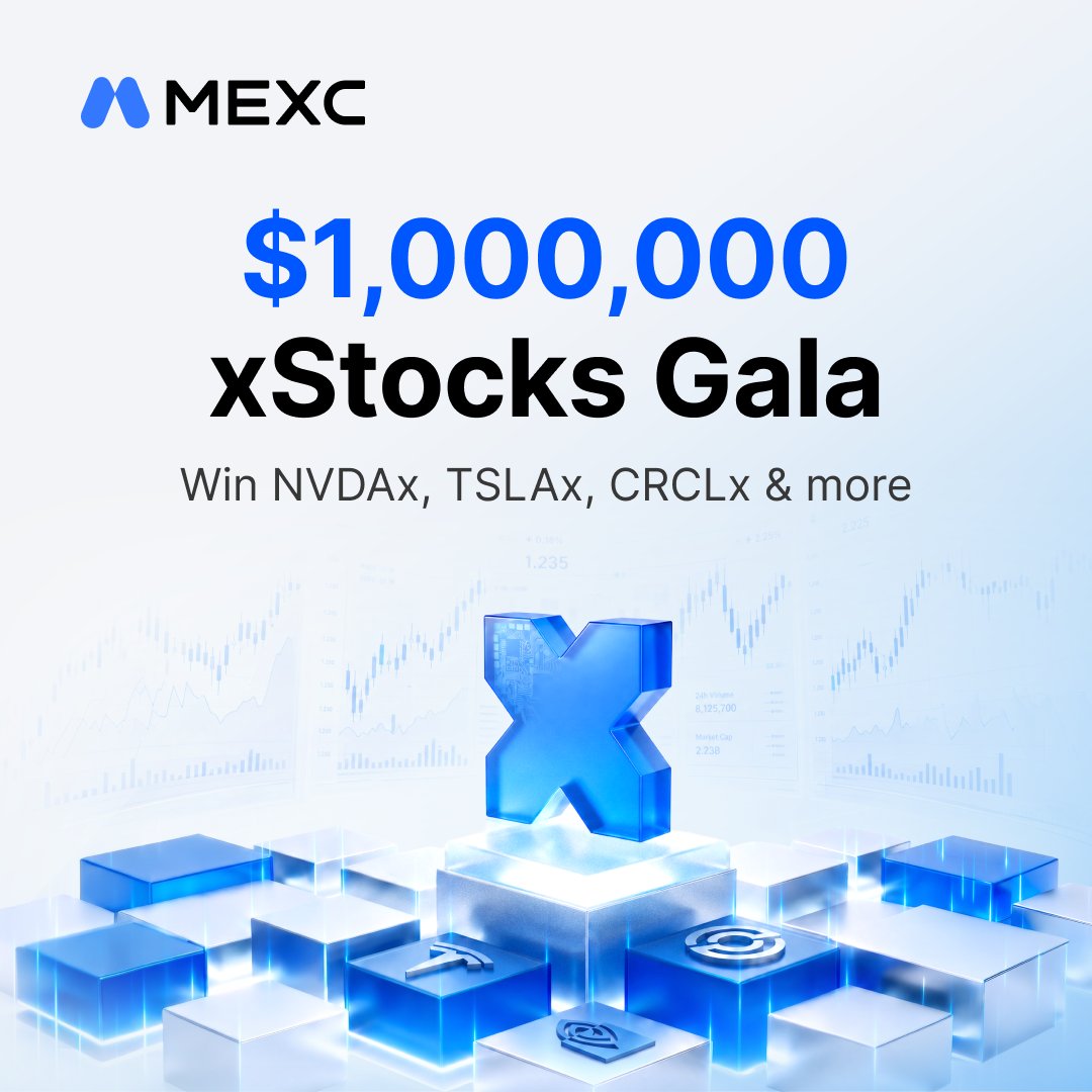 MEXC's tweet photo. 🎉 $1M in xStocks rewards is up for grabs. Trade NVDAx, TSLAx, CRCLx and more on MEXC.