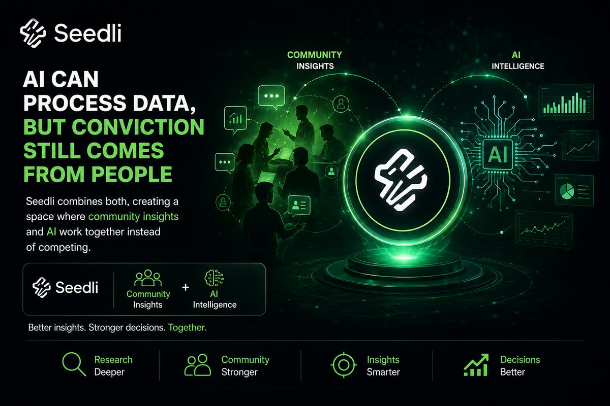 Zyro_SM's tweet photo. AI can process data, but conviction still comes from people who do the research.

@SeedliCapital combines both, creating a space where community insights and AI work together instead of competing. https://t.co/9oxLnjH6aV
