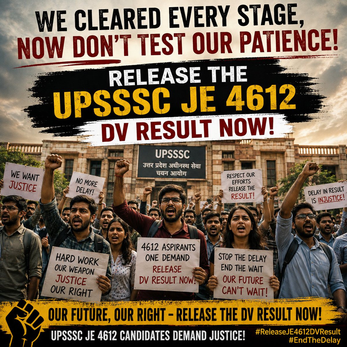 Shashan82333450's tweet photo. “Years of preparation, months of waiting—UPSSSC, release the JE 4612 DV result now and deliver justice!”
#UPSSSC_JE_4612_DV_RESULT
@myogiadityanath
@brajeshpathakup
@UpssscOfficial1
@IasHarikesh
@kpmaurya1
@ChiefSecyUP
@TheLallantop
@News18UP
@aajtak
@ABPNews
@TheNewspinch https://t.co/k4RUdIXZfT