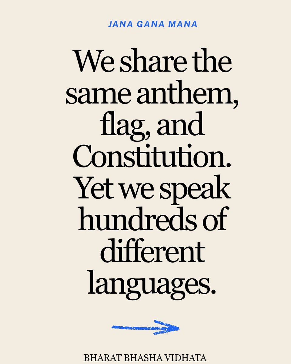 janaganamanain's tweet photo. Why does learning another Indian language matter?

It’s not about becoming fluent overnight.
It’s about reducing the distance between us.

One more Indian language by 26/01/27.

Which language are you picking?
Post a Video and tag us.

#BharatBhashaVidhata #JanaGanaMana https://t.co/4Gdiy5XFsD