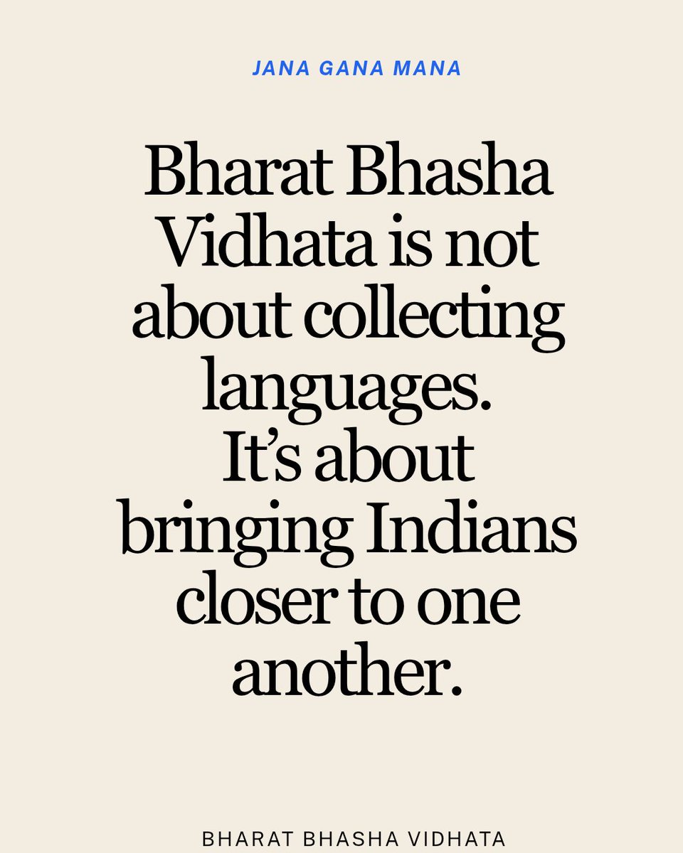 janaganamanain's tweet photo. Why does learning another Indian language matter?

It’s not about becoming fluent overnight.
It’s about reducing the distance between us.

One more Indian language by 26/01/27.

Which language are you picking?
Post a Video and tag us.

#BharatBhashaVidhata #JanaGanaMana https://t.co/4Gdiy5XFsD