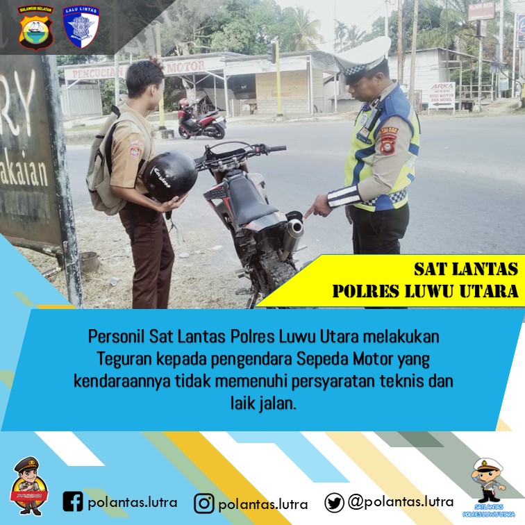 polantas_lutra's tweet photo. #polantashadir
#polantasmappatabe
#polantassaribattanghadir
@pallawa_1 @humas_polda_sulsel @polda_sulsel @rtmc_polda_sulsel @divisihumaspolri @ntmc_polri @polisi_indonesia @infopolisi_indonesia @_korlantaspolri https://t.co/xQJ84eXjWp