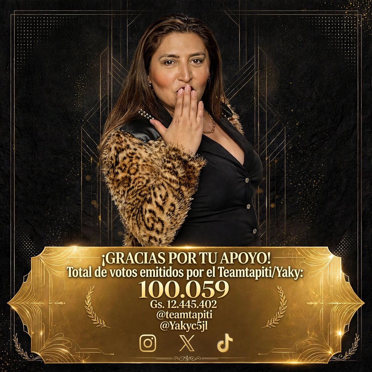 teamtapiti's tweet photo. TOTAL DE VOTOS EMITIDOS POR EL TEAM TAPITI Y @Yakyc5jl 

Aguyje a todos 🫶🏻✨✨✨

Hicimos justicia por @SteffyPereiira ✨✨✨✨ https://t.co/vPYse3Usn5