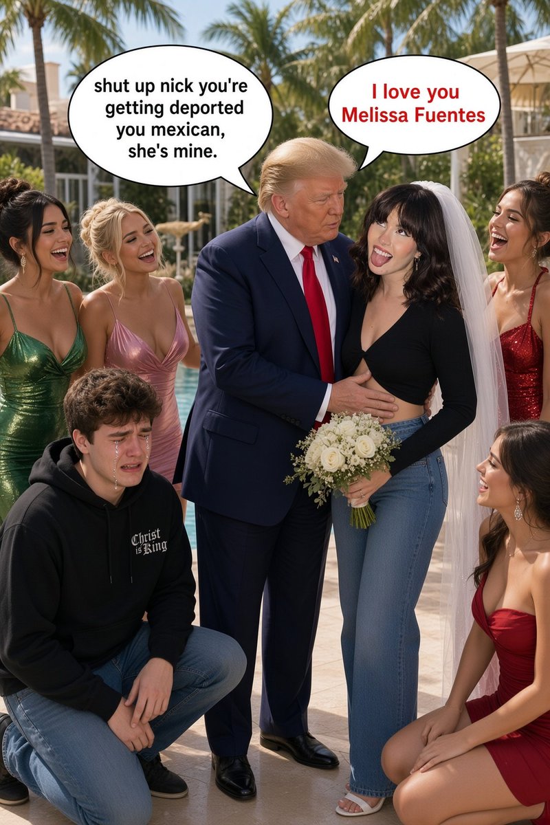 GOP_Ws's tweet photo. Donald Trump is a MASSIVE hit with Nick Fuentes' sister, Melissa! She loves him and his MAGACOCK that they married while Nick gets owned once by MAGACOCK once again as 
Groypers have tiny peckers while MAGACOCK has much more coming for it! 🤣🤣🤣 https://t.co/GtlbuEWhR9