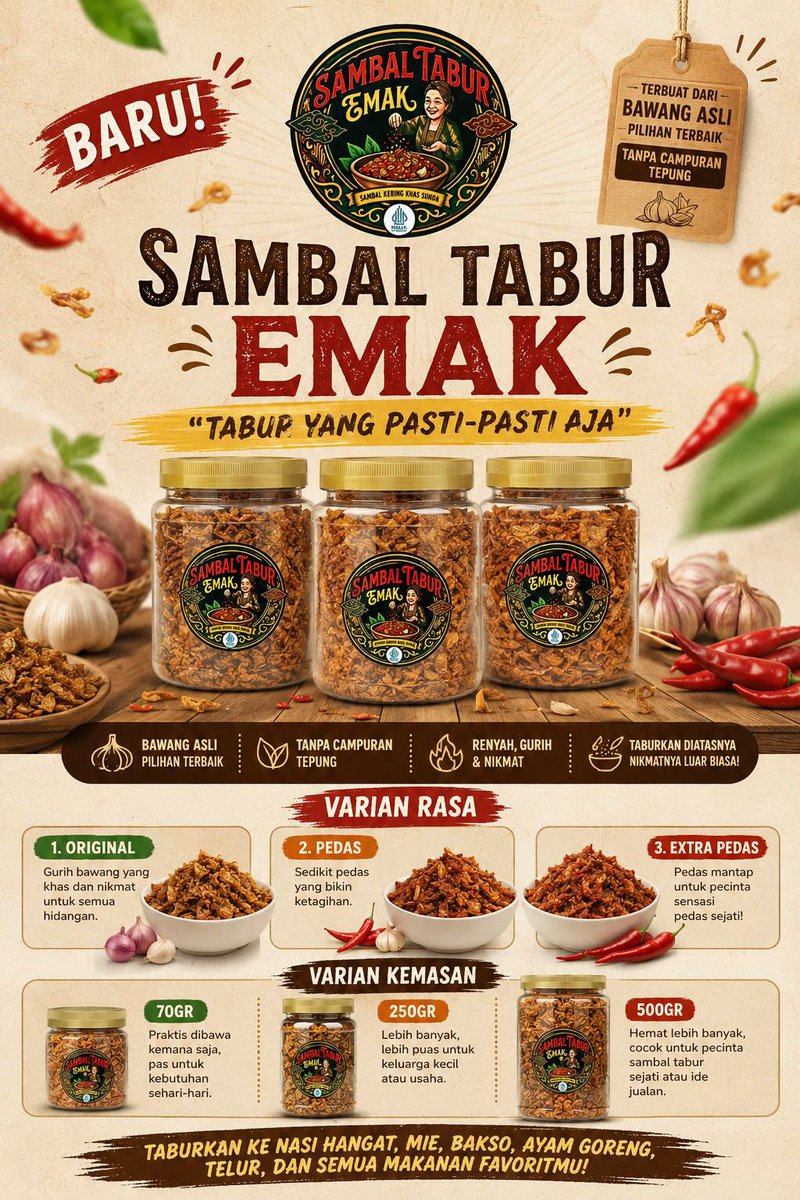 byanyann's tweet photo. Sambal tabur siap saji siap makan, dimakan dengan nasi anget enak banget. 
Beli disini :
https://t.co/CwGyElyqB9

Atau disini
https://t.co/llj0ylbAtI

#sambal #sambaltabur #bawang #bawanggoreng #cabebawang https://t.co/ZaTYnHDqz4