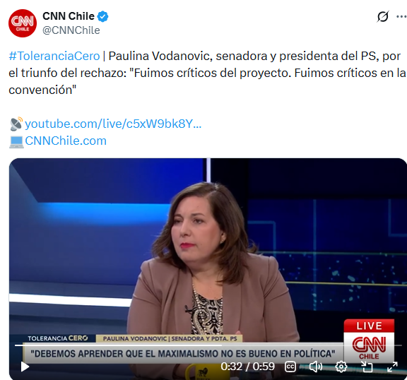 Iherreraa's tweet photo. Paulina Vodanovic dice que el PS fue critico con la Convención.  Si, claro.  Que fácil es dejar como wn a un zurdo o zurda https://t.co/PC0HWWIMST