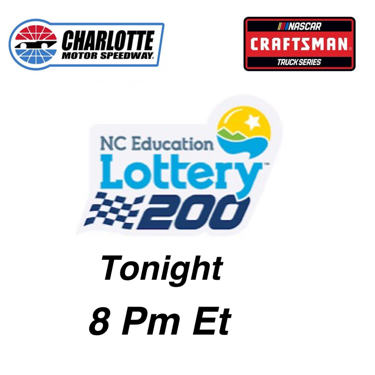 hallalexander42's tweet photo. Raceday is here! The NC Education Lottery 200 takes place tonight at Charlotte Motor Speedway. 8 PM ET | NASCAR Craftsman Truck Series

The trucks are ready to hit the track. Let’s go racing! https://t.co/DuiB4wP6RZ