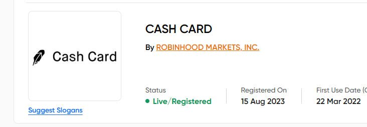 maybedeploy's tweet photo. Do they hold the IP rights to the name "cashcard" as well? How did no one notice that? Registered on August 15, 2023 https://t.co/MiaGWU13gg