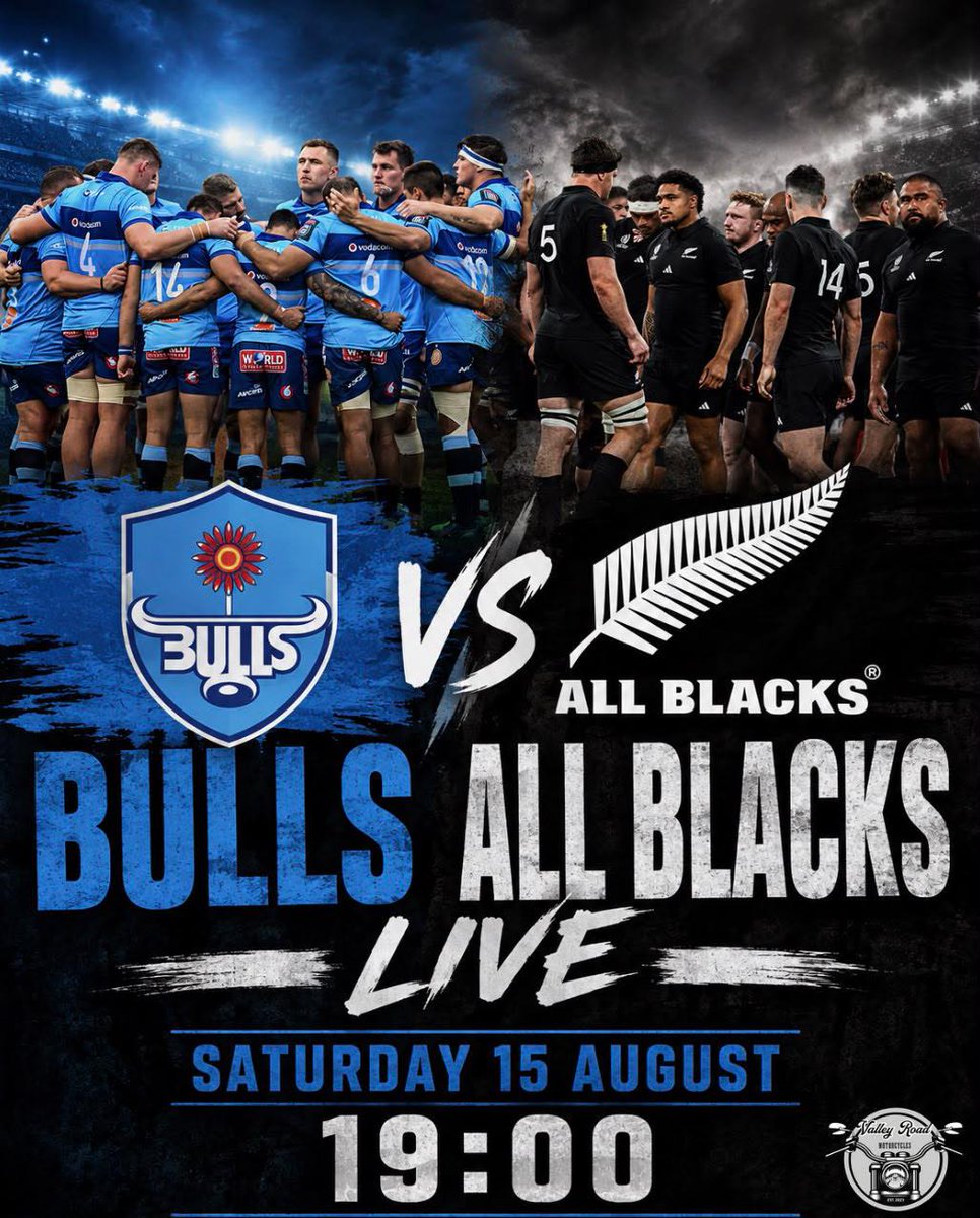 brooksjeffrey98's tweet photo. The Bulls face the All Blacks! Bring your friends, grab a drink and enjoy the game. Saturday, 15 August | Kick-off: 19:00 https://t.co/E5RxNKZW5m