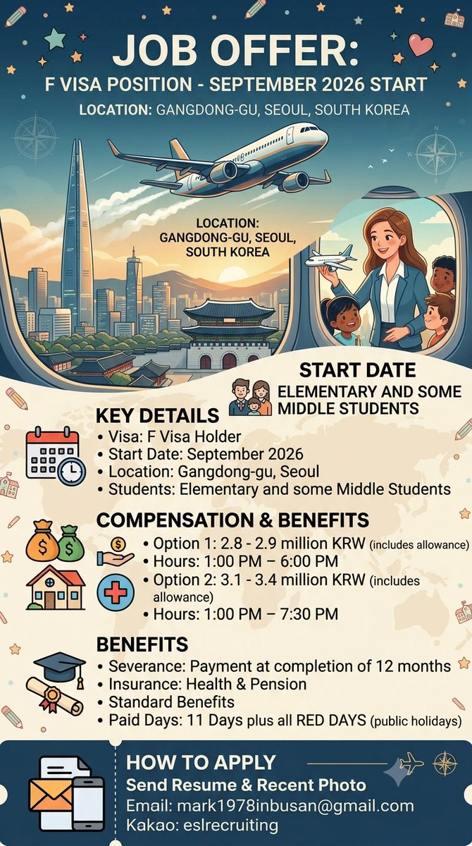 KrajcarMark's tweet photo. We are hiring for teachers If Anybody interested contact us
eslteachingjobsinasia@gmail.com
#english #esl #teachers #native #usa #uk #canada #australia #ireland #southafrica #newzealand https://t.co/tq46J0C4Tb