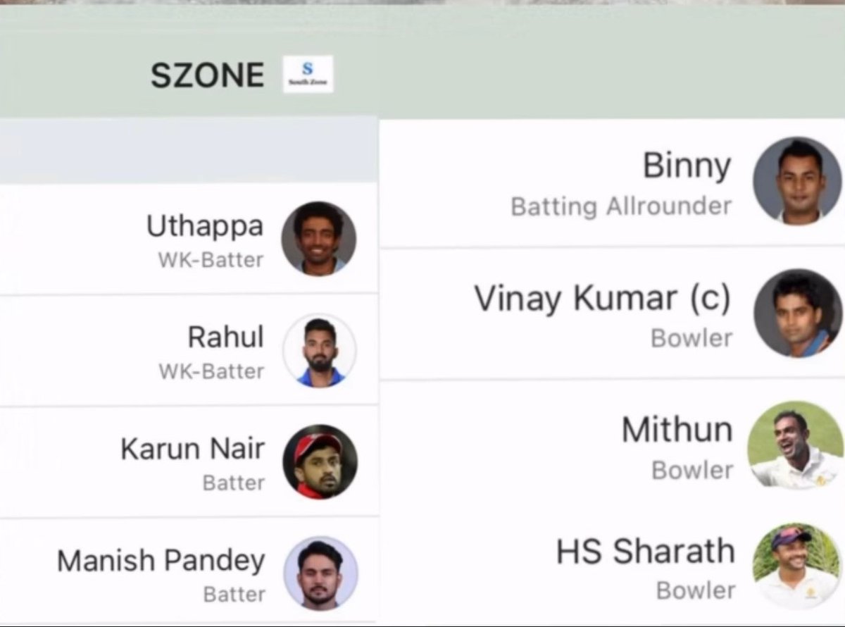 269forver's tweet photo. Remember when Karnataka didn't just play in the South Zone we were the South Zone! 8 players in the XI, back to back Ranji titles, absolute dominance

Now only 3 in the playing 11 💔

Time to bring back those golden days of 2013-15! 💛❤️ 

#duleeptrophy https://t.co/HpdwQytu6n