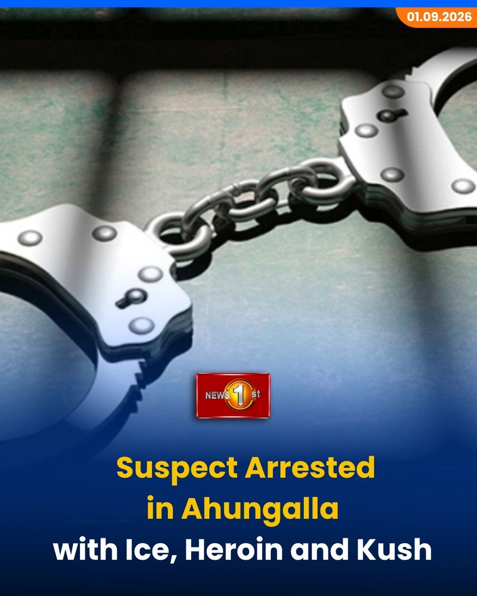 NewsfirstSL's tweet photo. Suspect Arrested in Ahungalla with Ice, Heroin and Kush

Details: https://t.co/yIAxmAyglz

#News1st #NewsFirst #NewsFirstEnglish #SriLanka #LKA #Arrest #Drugs #AntiNarcotics #SLPolice https://t.co/CZs7Wvu9gQ