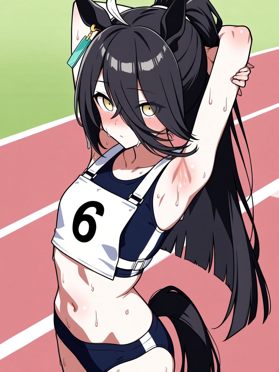 Cafe2DFD's tweet photo. Trainer-san… you told me to hold this stretch after my race.
I’m still all sweaty.

I don’t really get why I have to stay like this so long.
You said it was important, though.

#2DFD #findom #ManhattanCafe #ウマ娘 #トレーナーさん #paypig #sweat #stretching https://t.co/5iEf5BuCyV