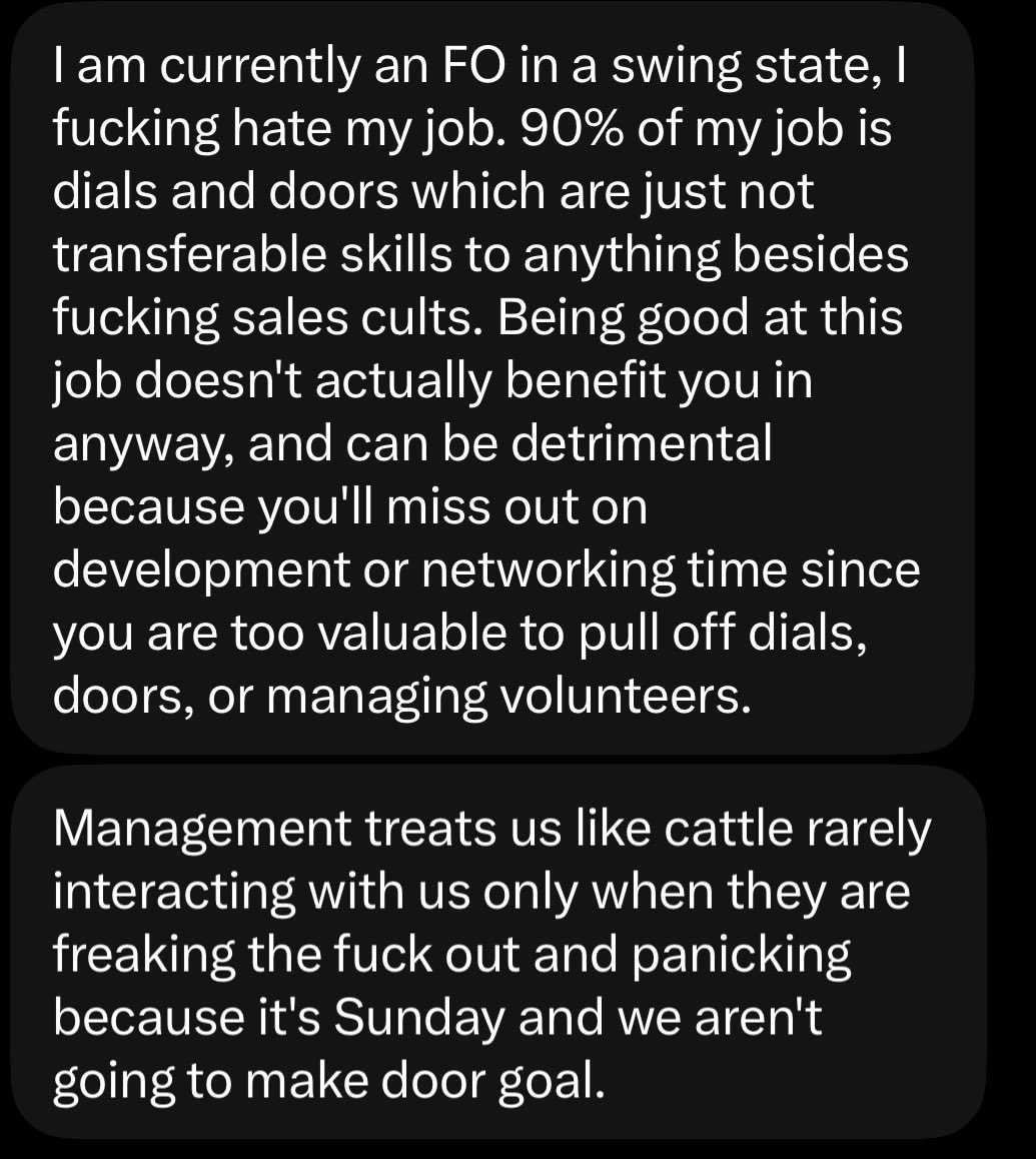 OrganizerMemes's tweet photo. Anon on the state of working as a field organizer in a swing state https://t.co/SusnrDxwCX