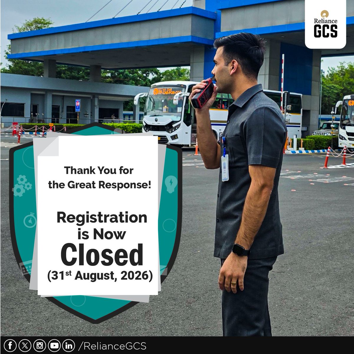 RelianceGCS's tweet photo. Registrations for #RelianceGCS Batch XXXV are now closed.

Thank you for the overwhelming response. Stay connected for future opportunities.

#RelianceGCS #CorporateSecurity #Careers 

@ril_updates https://t.co/PNq4oCCc77