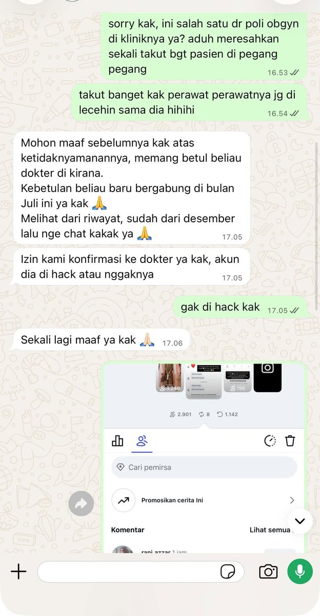 adttopj's tweet photo. Bisa-bisa nya dokter OBGYN chat gini ke cewek, dan parah nya lagi katanya akun kena hack😭

Ga kebayang gimana perasaan ibu2 yang pernah periksa ke dia kalo tau ini. https://t.co/CvnriAXOCG