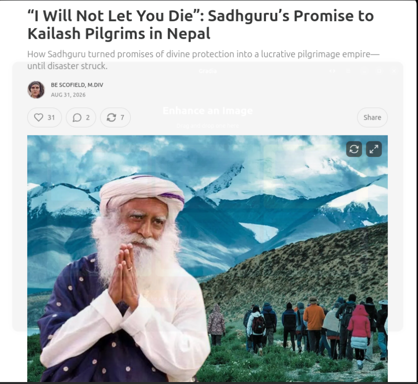 traversingkrith's tweet photo. There are a few basic problems with this argument.

First, the writer’s personal medical emergency is being presented as though it proves that Sadhguru abandoned him. He developed a serious altitude-related problem, was taken to a hospital for treatment, and eventually returned home. Being separated from a group because you require medical attention is not evidence of a broken promise. It is precisely what medical and logistical arrangements are meant to address.

Second, the entire argument is built around a claim Sadhguru supposedly made - that he has some mystical power to prevent people from dying. He has never claimed that. What he has said is that every possible care would be taken to ensure that people return safely. There is a very obvious difference between taking every possible precaution and claiming supernatural control over life and death.

Sadhguru is a yogi. His work is about offering yogic tools to help people live more consciously and exuberantly in this life. It is dishonest to turn that into a claim of physical immortality and then attack him for something he never promised.

Third, the post itself gets a basic fact wrong. It says that Sadhguru has been to Kailash 51 times. At the recent In Solidarity with Nepal event , Sadhguru referred to this as his 21st visit to Kailash. If we are going to build an argument around someone's words and experiences, perhaps we should begin by representing them accurately.

And finally, what happened at Gyirong was a devastating natural calamity. Kailash has never been an ordinary tourist destination. The pilgrimage has always involved enormous physical hardship and the unpredictability of nature. Yet generation after generation, for centuries and millennia, people have undertaken this journey because of what Kailash means to them.

That is precisely why I find it difficult to understand the need to turn this particular tragedy into an attack on one person.

When a natural calamity strikes, and a post selectively focuses on one individual while making so many incorrect claims about what he said and what actually happened, it stops looking like genuine concern for the people affected.

Whether it is for views, personal vengeance, or some other reason known only to the person writing it, using the suffering and uncertainty of grieving families to build a personal narrative against Sadhguru is deeply distasteful.

A tragedy deserves facts and compassion - not a predetermined narrative.