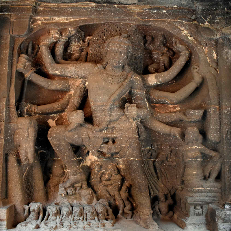 itihasa24's tweet photo. 10-armed Shiva standing with his right leg on the Apasmarapurusha.

Kailasa temple, Ellora, 756–773 CE, Maharashtra, India. https://t.co/D5QAstp2kk