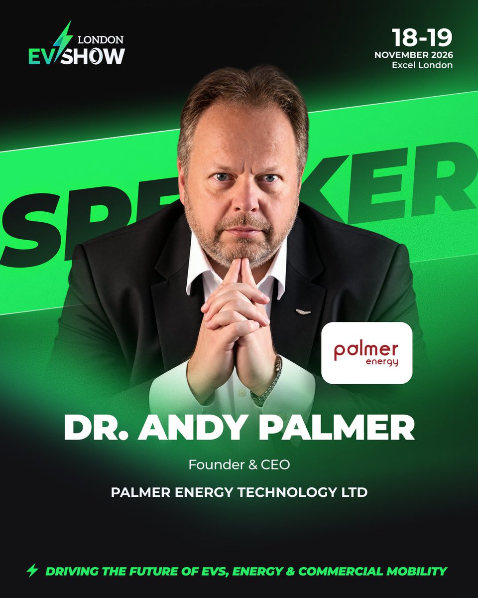londonevshow's tweet photo. We are pleased to have Dr. Andy Palmer, Founder &amp; CEO at Palmer Energy Technology Ltd, joining us at the London EV Show 2026.
Register as a Delegate: https://t.co/G05wHxqEJ2

#LondonEVShow #EV #FutureOfMobility #LEVS26 #EVInfrastructure #EnergyTransition  #EVInnovation https://t.co/7nDLNG2KxY