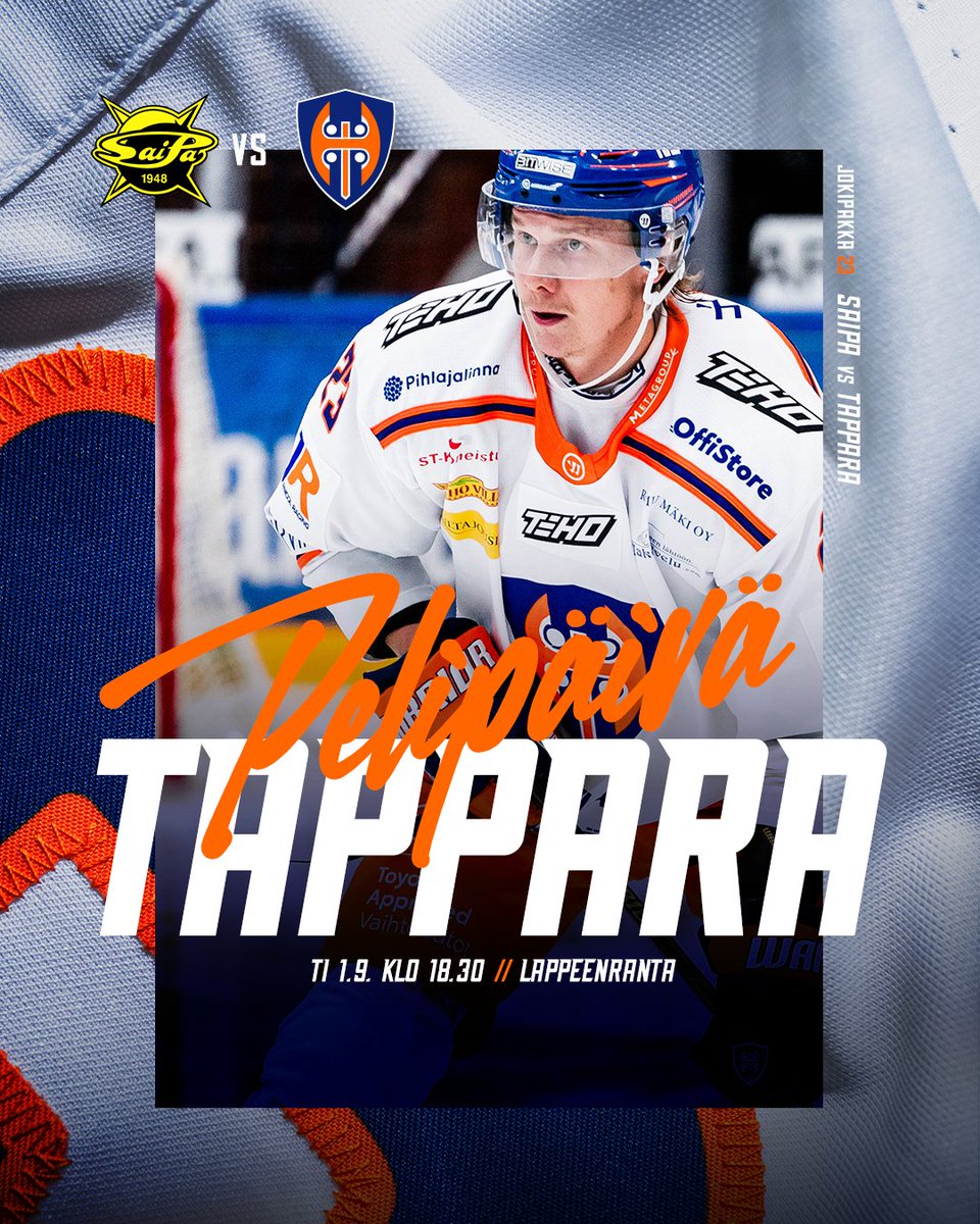 Tapparaofficial's tweet photo. PELIPÄIVÄ 
Liiga-kausi käyntiin tänään Lappeenrannassa 🔥

🏒 SaiPa–Tappara klo 18.30
📺 MTV Katsomo
📻 Kiakkoradio https://t.co/Td7vJYrmro