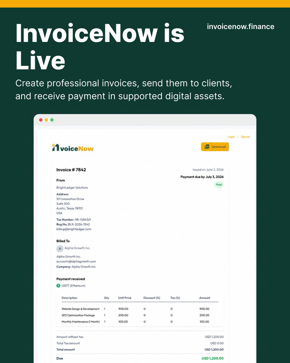 invoice_now's tweet photo. We’ve been fine-tuning Invoice Now since April.

Clearer invoicing. A better client experience. Payment status you can actually see.

Invoice now. Get paid faster. 🧵 https://t.co/FzON46I89G