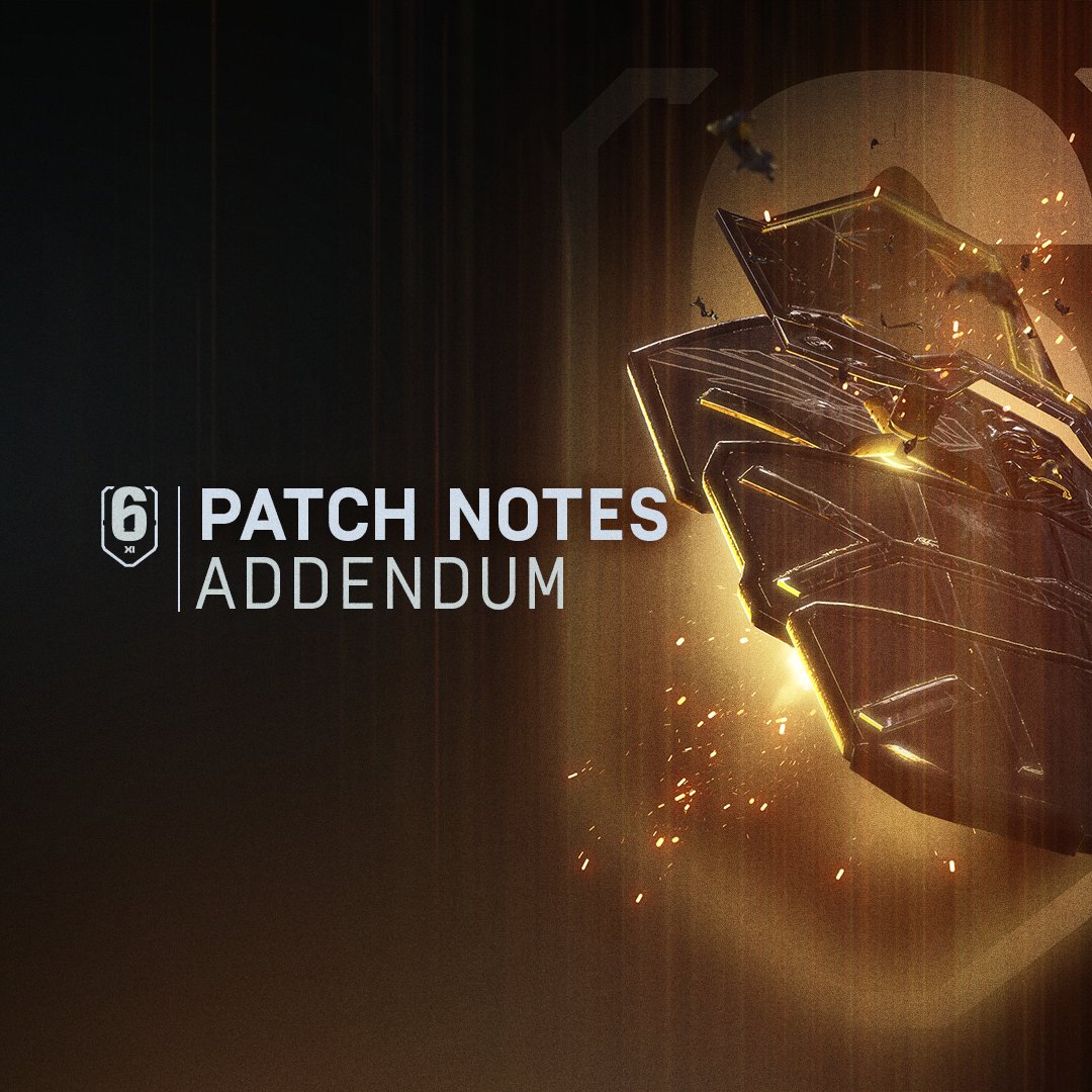 Rainbow6Game's tweet photo. 🔥 Y11S3 PATCH NOTES ADDENDUM 🔥

💻🎮 All Platforms: 09:00 EDT / 13:00 UTC 
⏲️ Downtime up to 60 mins

📚 Patch Notes Addendum here 👇