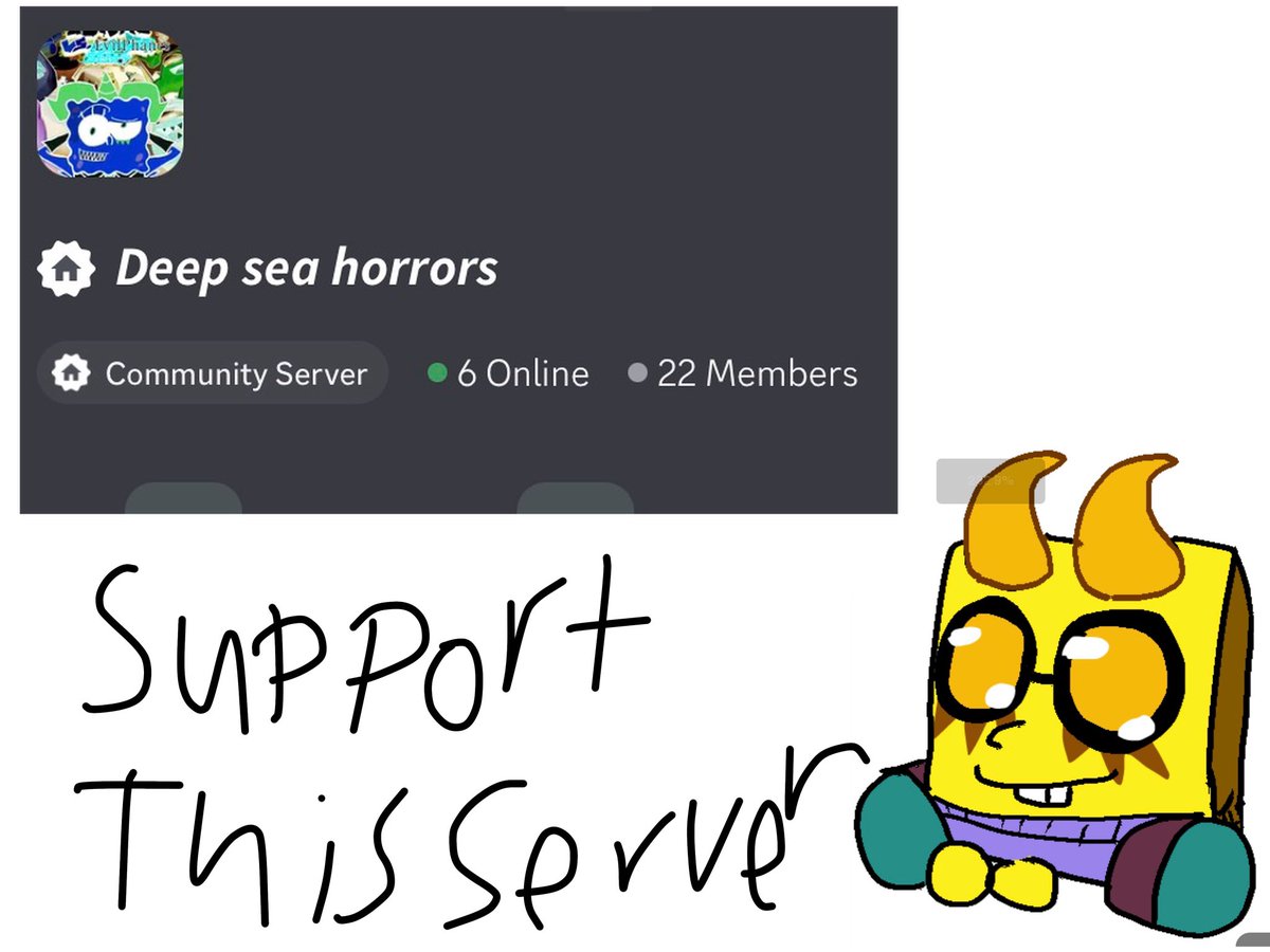 thatonenoun's tweet photo. ATTENTION EVERYONE
If you love evil dandys workd and bikini horrors

JOIN DEEP SEA HORRORS AKA EVIL BIKINI HORRORS
WE NEED TO REVIVE IT
Tags: #bikinihorrors #fanmade #server #reviveserver

https://t.co/vmG6f630X1 https://t.co/va0gDG3Tys