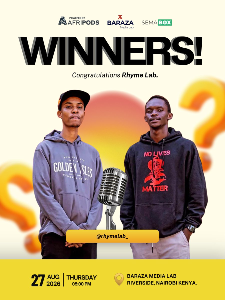 afripods's tweet photo. The Hot Seat gave two podcasters the chance to step into the spotlight, and you helped decide who made it there.

Congratulations to @Rhyme_Lab our Hot Seat winner! 🏆
And a big congratulations to the IT tribe, our runner-up! 👏🏾
Thank you to everyone who nominated the podcasters they wanted to see on the Hot Seat, voted, engaged with the campaign and supported the finalists along the way. Your participation made this experience even better.

Both creators got the opportunity to share their podcasts, receive honest feedback and put their work in front of a new audience, and this is only the beginning. 👀🎙️
Stick around because we have a lot more exciting things coming up for podcasters and creators.