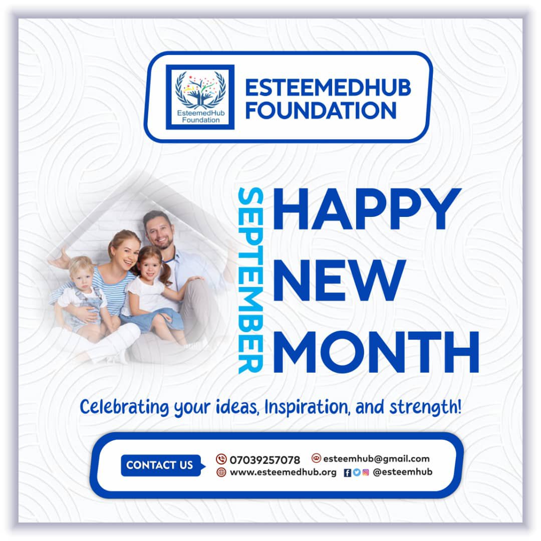 esteemhub's tweet photo. Hello, September! 

A new month means new opportunities, fresh ideas and more reasons to create meaningful impact.

May this month bring growth, inspiration and strength to keep moving forward.

Happy New Month from Esteemed Hub Foundation! 🌍💙
#HappyNewMonth #September https://t.co/oPva9kZTLC