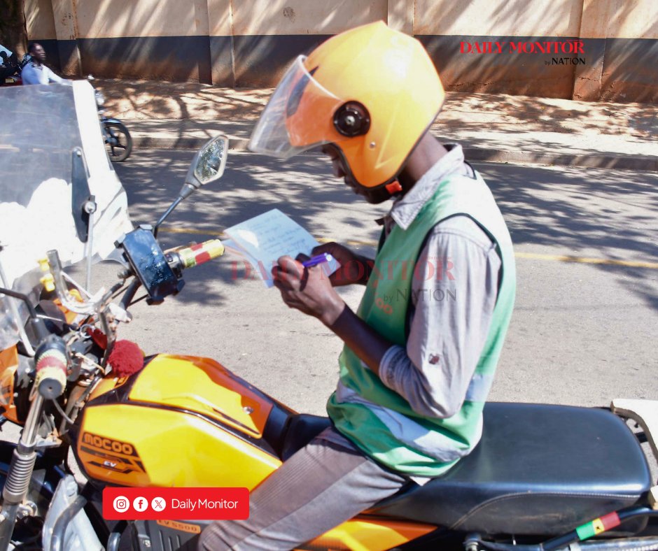 DailyMonitor's tweet photo. SPOTLIGHT: Nicholas Kakungulu, 33, a boda boda rider with hearing impairment from Seeta, Mukono District, relies on a notebook, hand signals and motorcycle mirrors to communicate with passengers and navigate busy roads. Despite being unable to hear vehicle horns, he remains determined to earn a living while relying on vigilance and his side mirrors for safety.
#MonitorUpdates
📸: Stephen Otage