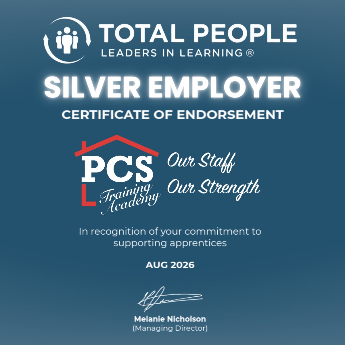 PCSLEGAL's tweet photo. We're thrilled to share that we've been recognised as a Silver Employer by Total People! 🥈

This achievement reflects our Training Academy's ongoing commitment to apprenticeships, learning and development, and the progress we're making across our company 🎓

#PCSLegal https://t.co/nsIXlZrWEP