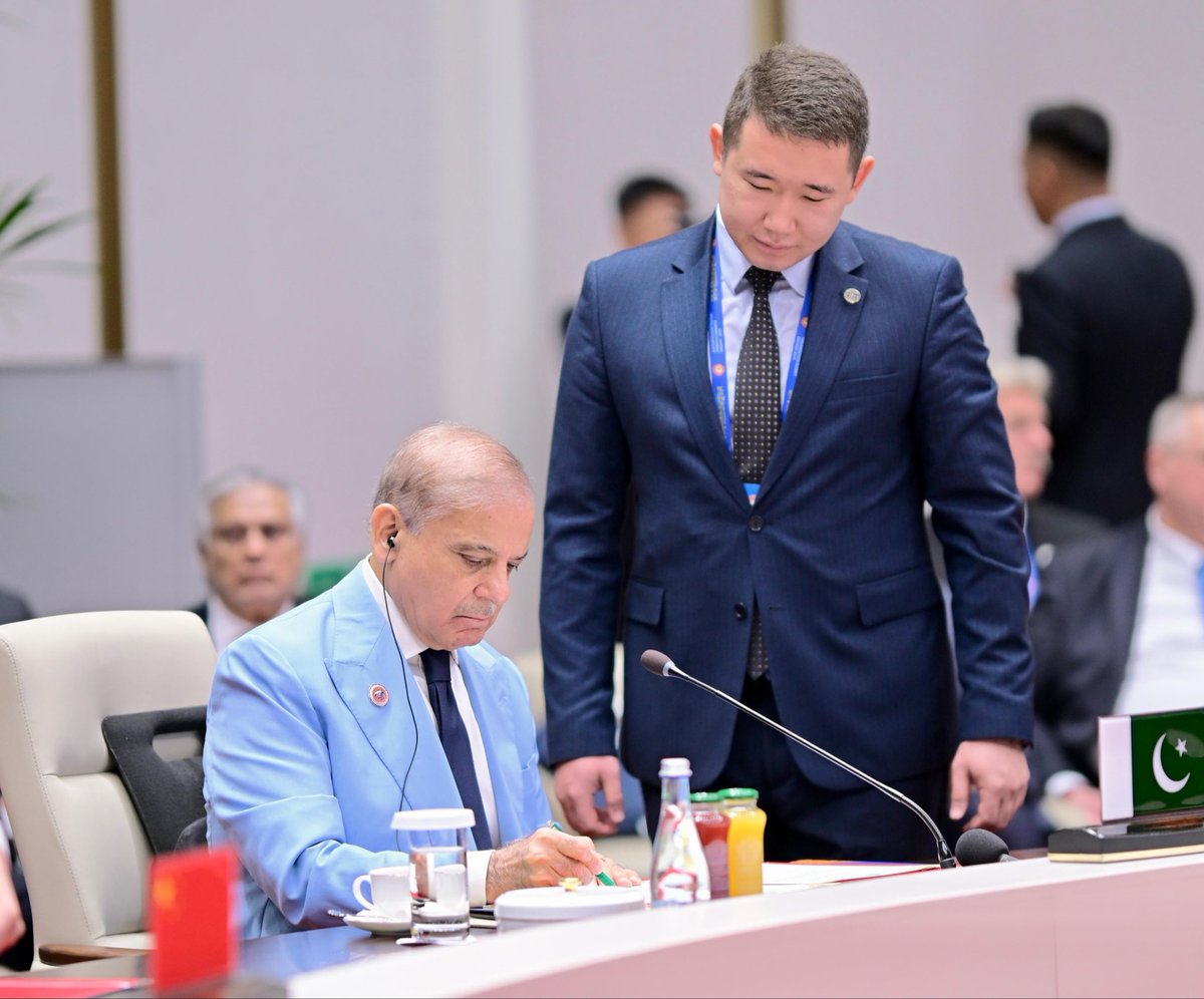 CMShehbaz's tweet photo. Today, I was honoured to address the SCO Council of Heads of State Meeting in Bishkek as Pakistan assumed the SCO Chairmanship for 2027. I congratulated the Kyrgyz Republic on successfully hosting the Summit and steering the Organization with distinction.

Guided by the Shanghai Spirit, the SCO has emerged over the past 25 years as a vital forum for regional cooperation.

Recalling Pakistan’s immense sacrifices in the fight against terrorism, I reiterated that terrorism must be condemned in all its forms and manifestations. 

I also reminded the SCO family that water is the lifeblood of our region: it must never be weaponised, and binding treaties governing shared waters must be honoured in letter and spirit.

Pakistan will conduct its Chairmanship under the theme: “Turning Vision into Action: Connectivity, Innovation and Shared Prosperity.”

I am confident that the SCO will continue to grow from strength to strength and bring meaningful improvements to the lives of its more than three billion people.