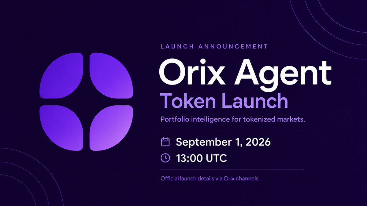 OrixAgent's tweet photo. Orix Agent is launching today on Robinhood Chain at 13:00 UTC.

Orix is building portfolio intelligence for tokenized markets, turning objectives into reviewable plans before wallet approval.

The token extends that vision into an ecosystem built around participation, coordination, and alignment.

A mandate in. A plan out.