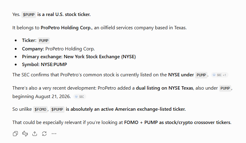 DeadMight's tweet photo. There is a stock company with the ticker $PUMP 

This could be huge if we get PUMP wallets and callouts to literally buy a $PUMP stock coin! 

Pairing this with SPY so lets send this on RH! https://t.co/NTytec2QWq