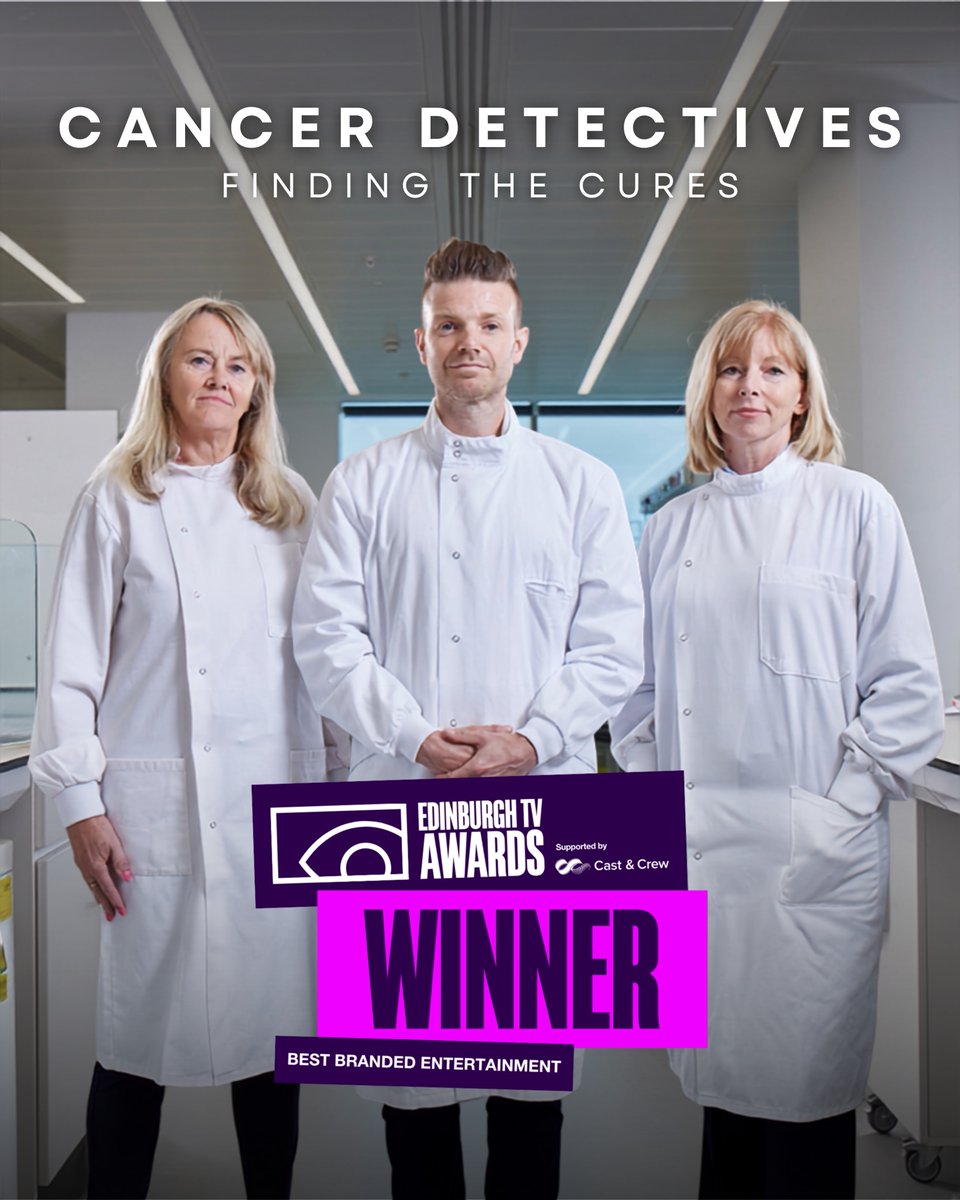 DragonflyFilmTV's tweet photo. We’re thrilled to share that Cancer Detectives has won Best Branded Entertainment at the Edinburgh TV Awards 2026 🏆

Congratulations to everyone involved! ✨

@EdinburghTVFest https://t.co/VLyCvPMgX5