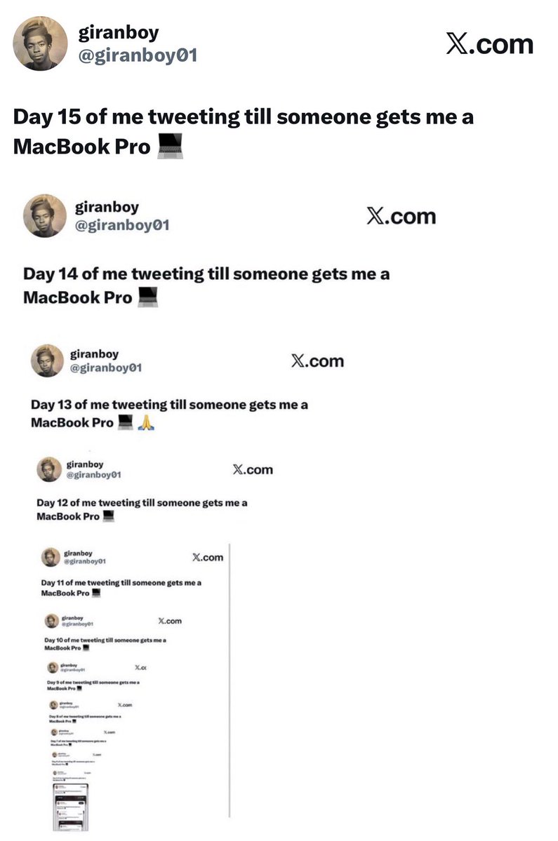 longearboy's tweet photo. Day 16 of me tweeting till someone gets me a MacBook Pro 💻 https://t.co/vu7EbxWCks