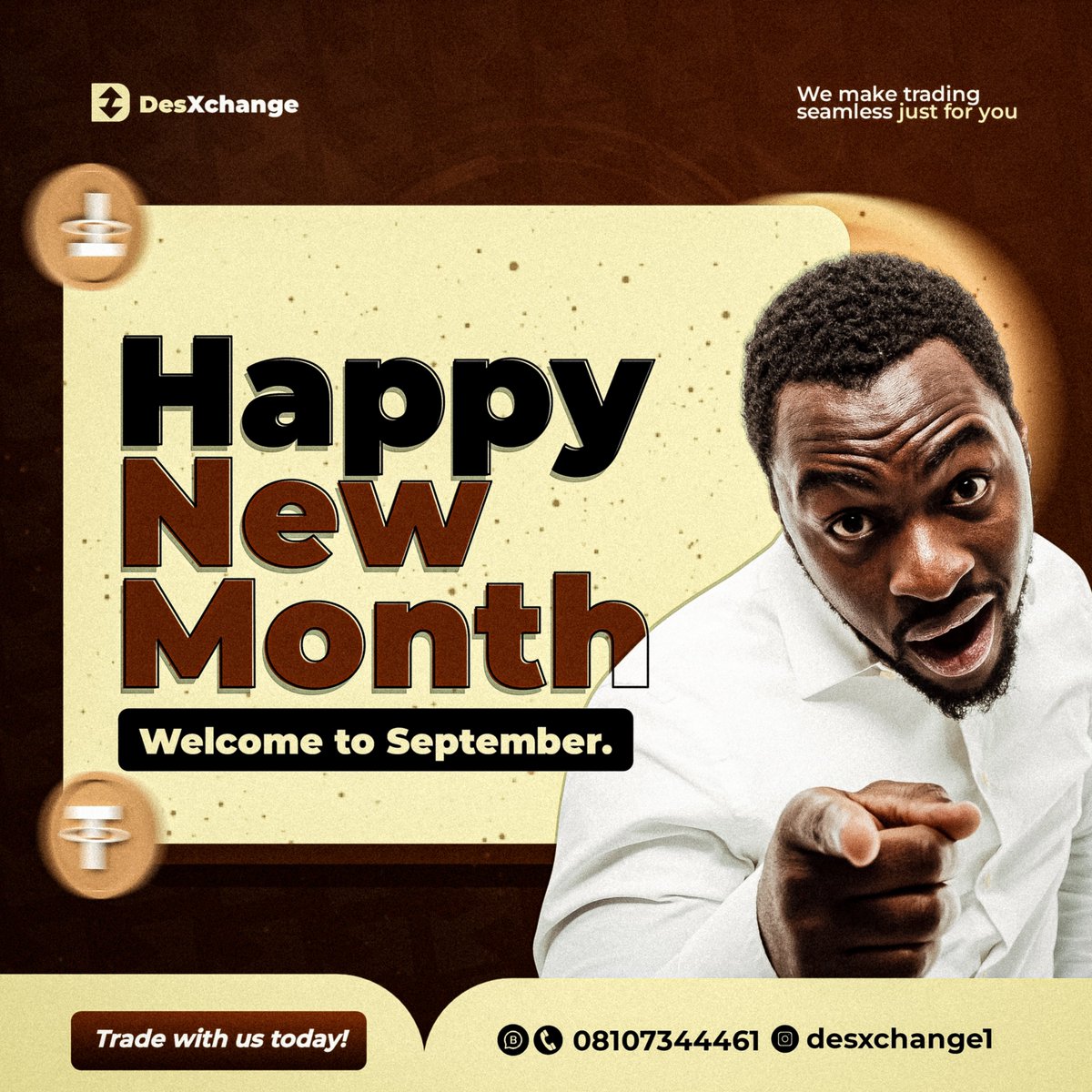 DesXchange_'s tweet photo. 📈Welcome to September! 🚀 New month, new opportunities, and better rates. We are active 24/7 to keep your trades seamless and fast.

At DesXchange, we've got you covered with a seamless and secure crypto trading experience.

Trade all Crypto Assets with us at an amazing Rate. 

Contact us now: +2348107344461

#crypto #trading #naira #entertainment #naija