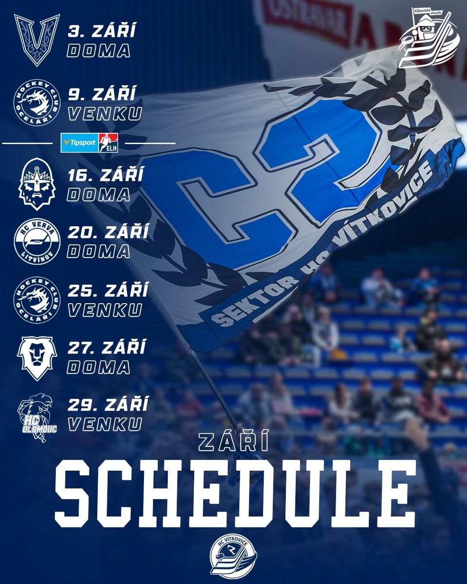 vitkyaktuality's tweet photo. 📅 SCHEDULE | Září je tady a s ním pořádná porce vítkovického hokeje! 🔵⚪️
Sledujte @vitkovicke.aktuality pro více obsahu.
#hcvitkovice #hcv #schedule #extraliga #hokej https://t.co/52tAWne8zU