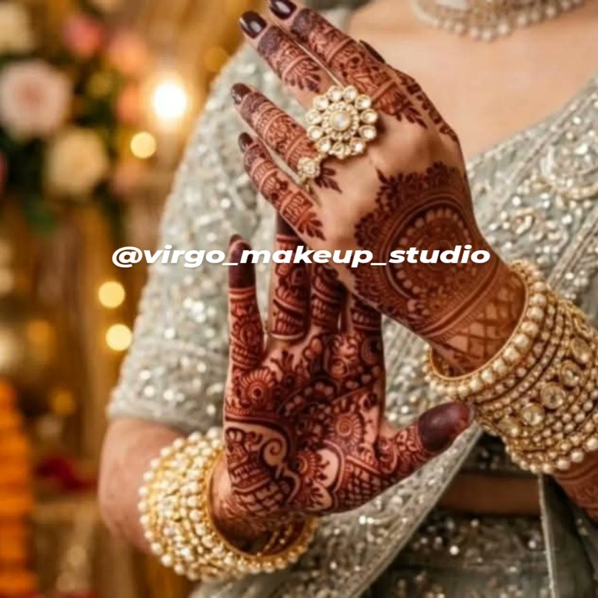 TaylorBertft7o's tweet photo. For the bride who believes less drama, more details. Mandala mehndi, kundan rings, and silver zardozi create a modern royal look made to photograph beautifully. Tag a bride wearing silver or grey this season. https://t.co/I4tgPDyGnu
