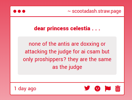 scootadessh's tweet photo. exactly ! ! ive been seeing them claiming proshippers are in support of the ruling . . like , what ? where did you ever get that from ? i swear to god , they don't really care about victims or the protection of anything , they care about who canget the most e-brownie points lol https://t.co/VbWcWxo04B