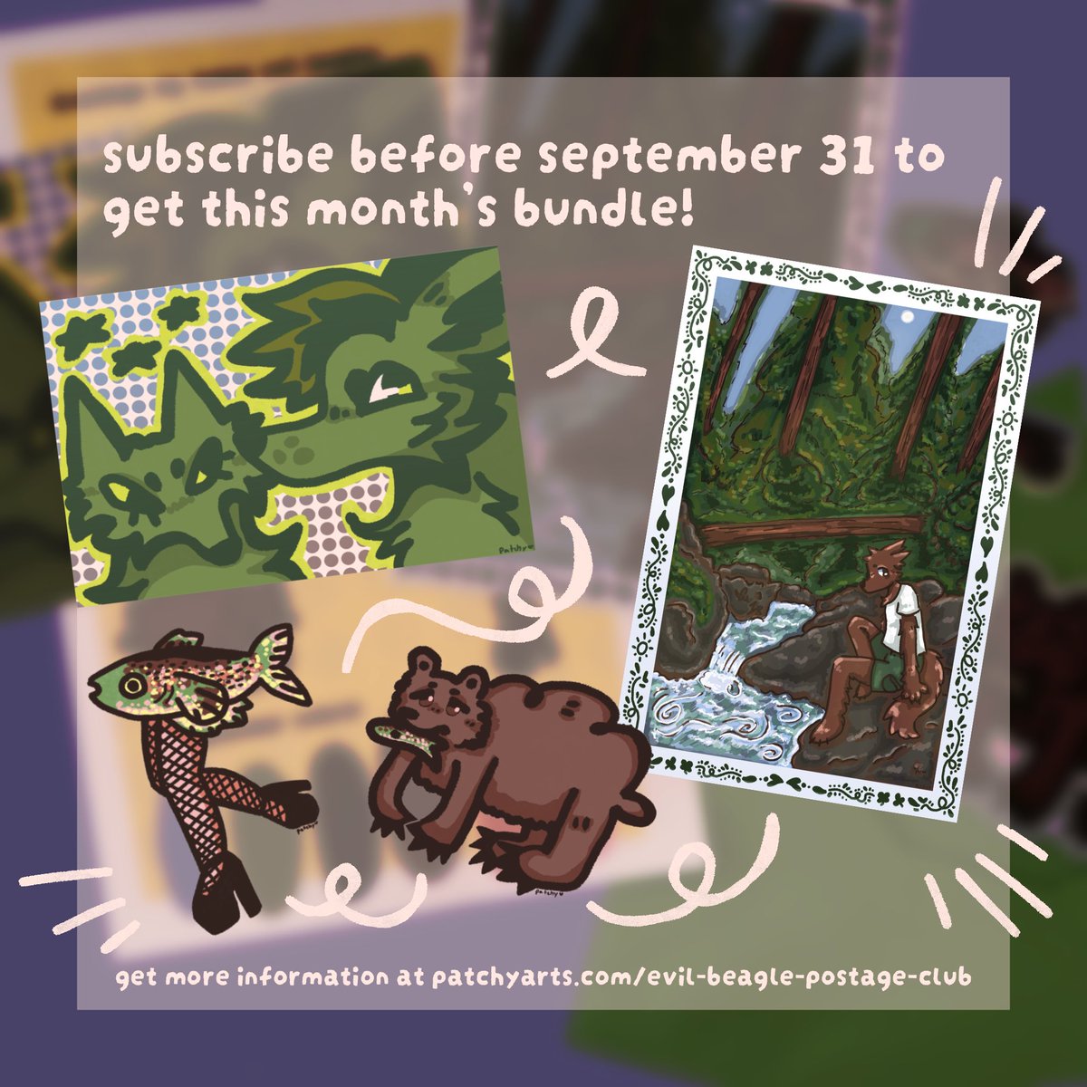 PatchyLaCow's tweet photo. evil beagle postage club is officially live !! check out this month’s bundle! subscribe before sept 30th to get it! 🤍

https://t.co/Id1DzBH8kM https://t.co/VuynArpulS