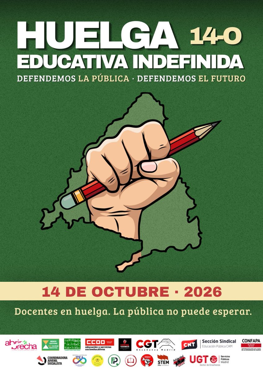 CGTMadrideduc's tweet photo. 14 de octubre...
¡¡¡A LA HUELGA!!!
💥💥💥 https://t.co/FmyzwUxa43
