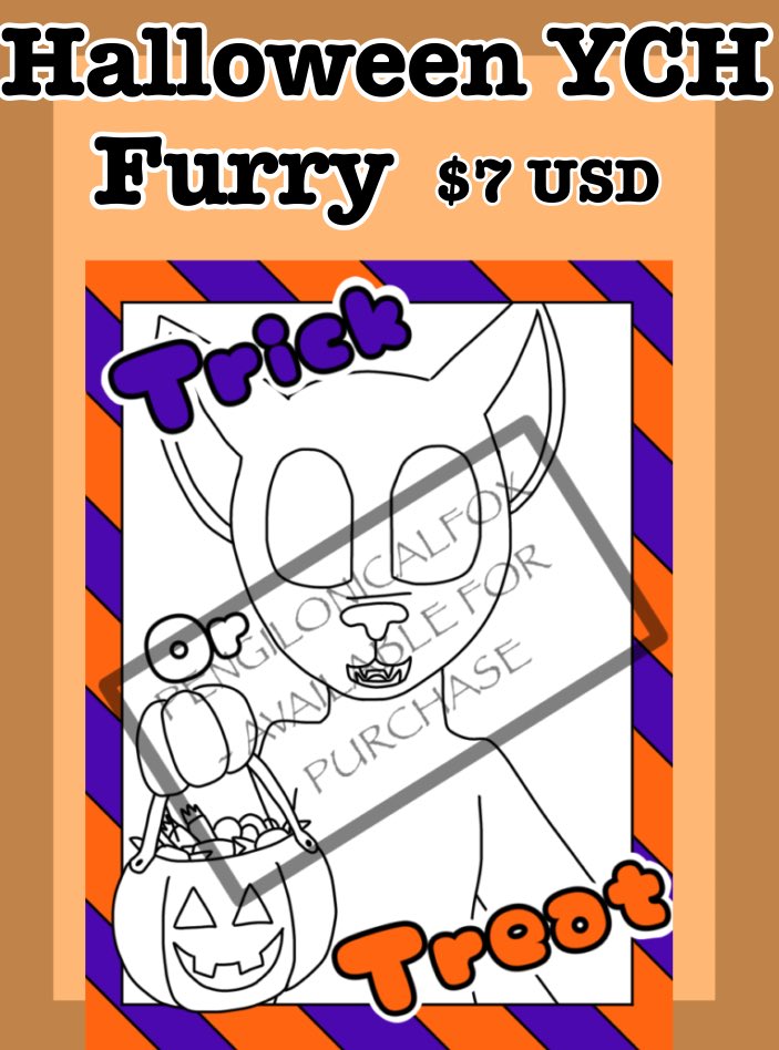Pengilonicalfox's tweet photo. I love Halloween so this is coming out now

Furry: any gender any species 
Plain background 
$7 USD
5 slots 

MLP: Earth Pony, Unicorn, Pegasus, Alicorn, Other (ask)
Transparent Background with sticker outline 
$5 USD
5 Slots https://t.co/oiq9i07goW