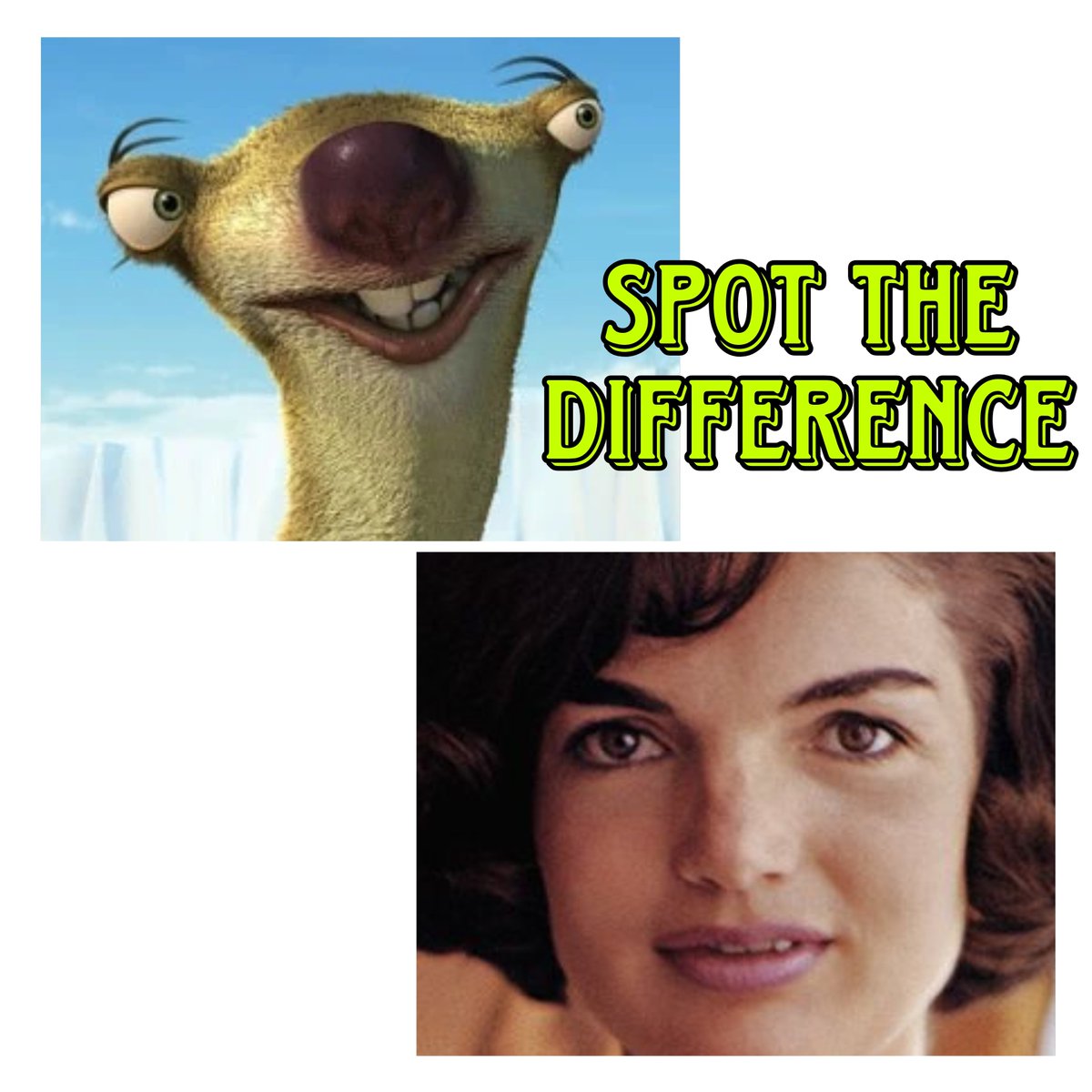 Brian_Awakened1's tweet photo. Spot the difference #egi #JackieKennedy #SidTheSloth https://t.co/bp93quDc2l