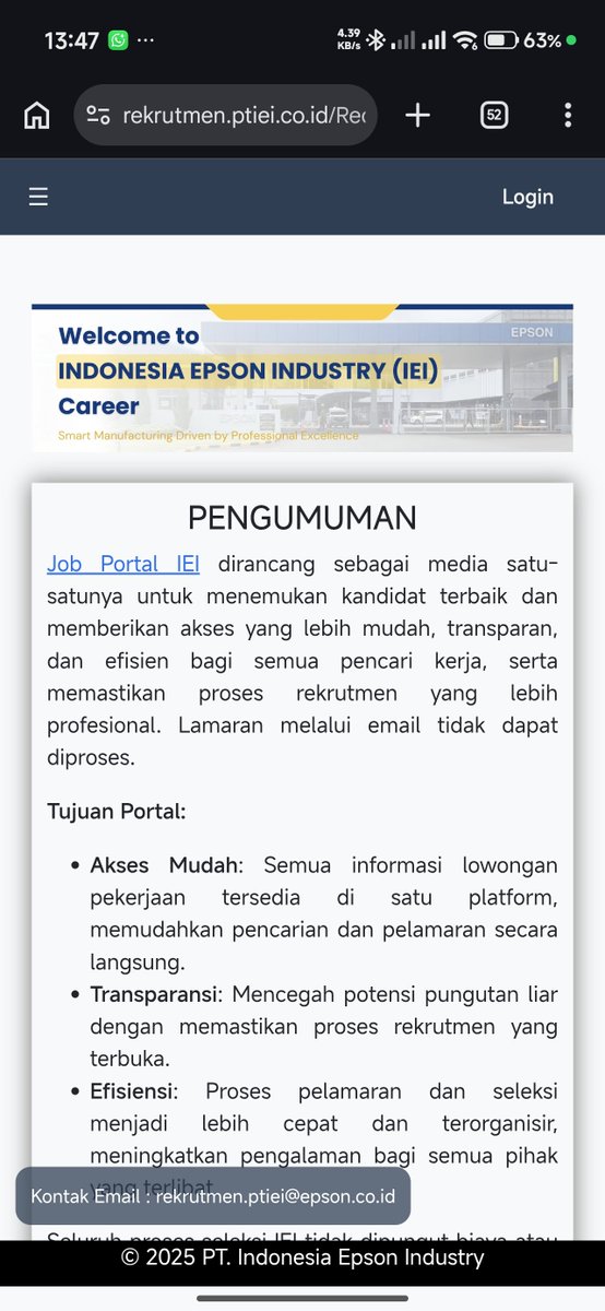 sipalingleica's tweet photo. kantor saya buka lowongan lagi

- EMC Testing Engineer
- Engineering Staff
- Purchasing Staff
- Traffic Export Staff
- Software Developer Staff
- Mechanical Design Staff
- Parts Production Engineering and Control Staff
- ISO Staff
- Parts Production Staff
- Software Designer
.... https://t.co/txwIKh62cA