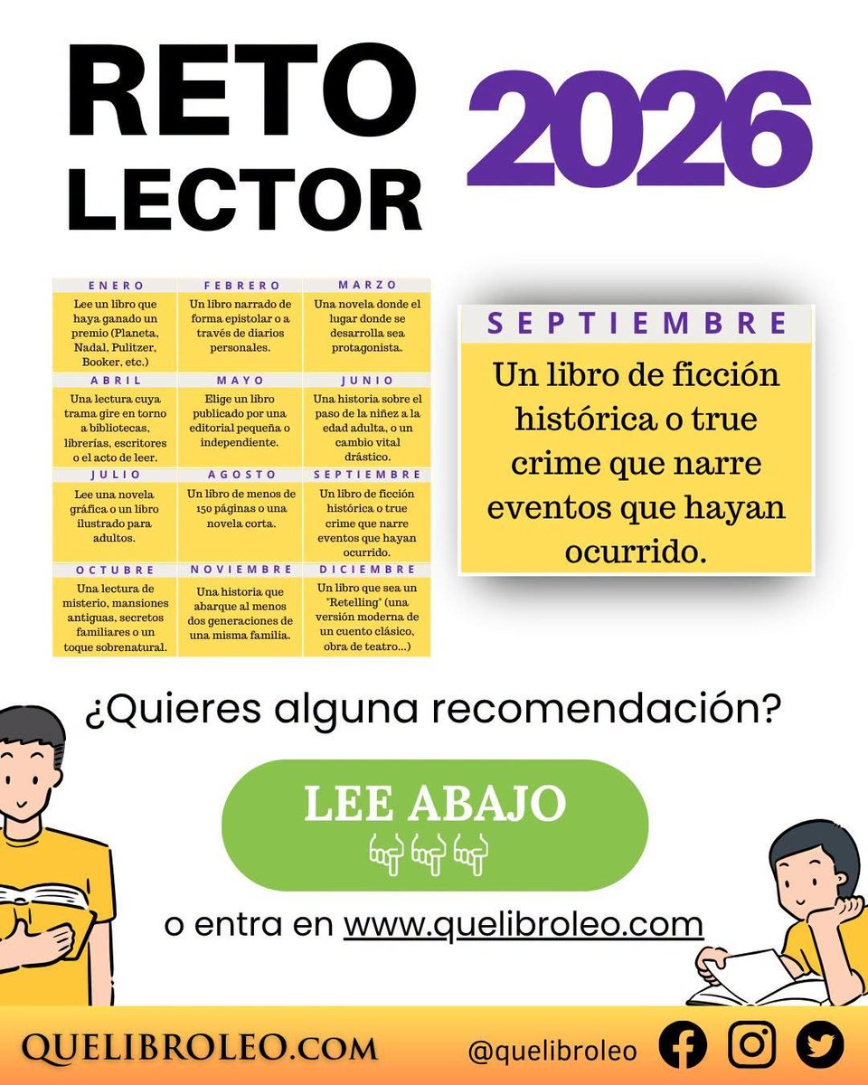 quelibroleo's tweet photo. Septiembre #retolector #retolectorQLL
https://t.co/4cuF6qh6Fk https://t.co/EfaErie01G