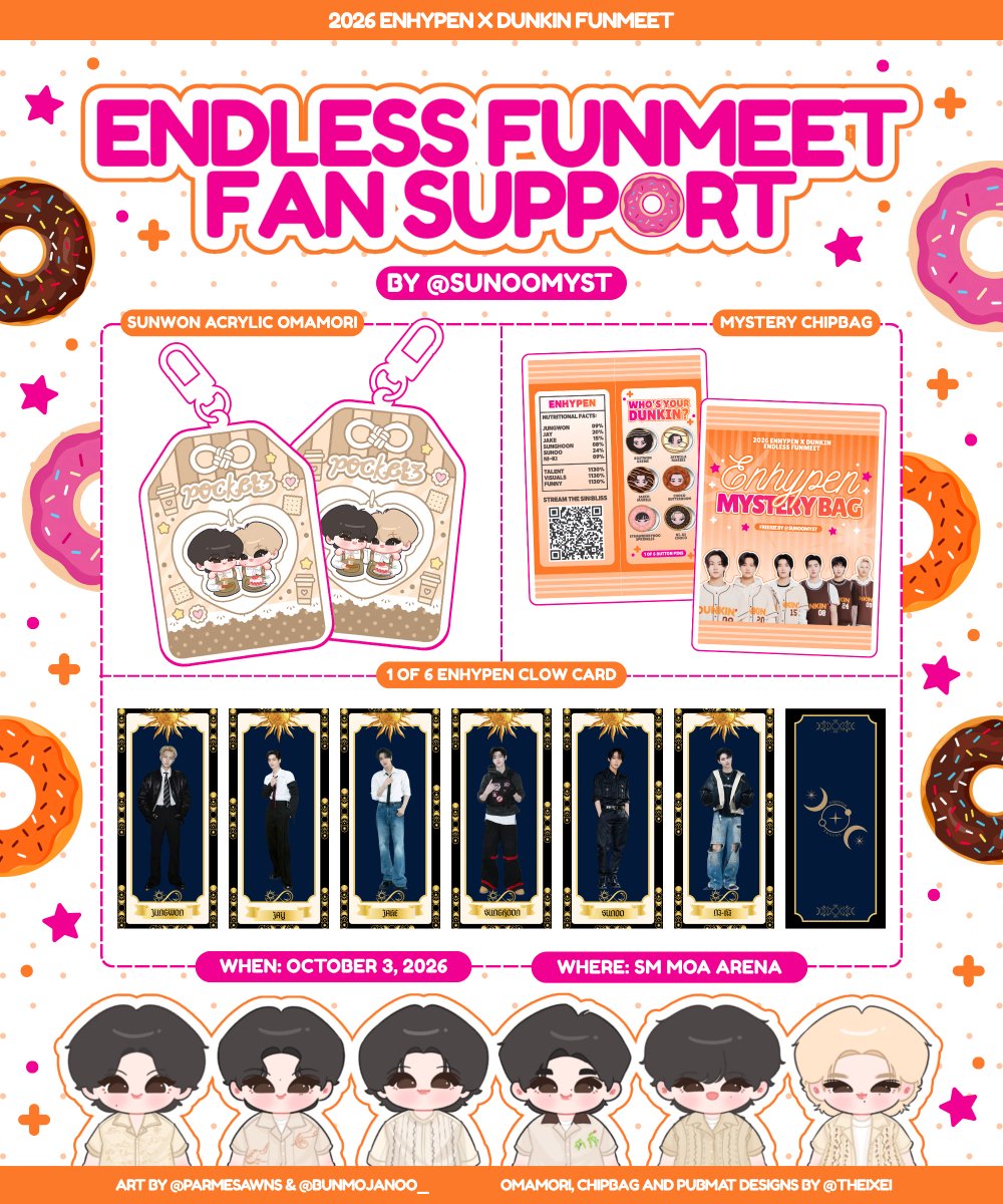 sunoomyst's tweet photo. Enhypen Dunkin' Endless Funmeet

 Fan Support by: @sunoomyst 

- like and retweet
- October 3, 2026
- Open for trade
- Open for donations 
- Limited qty (stricty 1:1)

Loc: TBA

#DunkinPH_ENDLESS #ENDLESSFunMeet 
#ENHYPEN https://t.co/rfU7fF1PYh