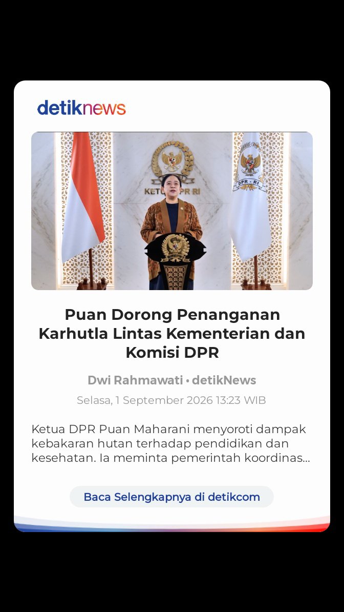 rubyaja1's tweet photo. https://t.co/7FFJR89tW7

Ketua DPR Puan Maharani menyoroti dampak kebakaran hutan terhadap pendidikan dan kesehatan. Ia meminta pemerintah koordinasi penanganan lintas kementerian. #kopi https://t.co/PriN0WtIJH